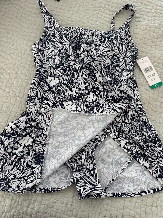 Target Beyond Control Black and White Square Neck Swim Dress - Picture 2 of 2